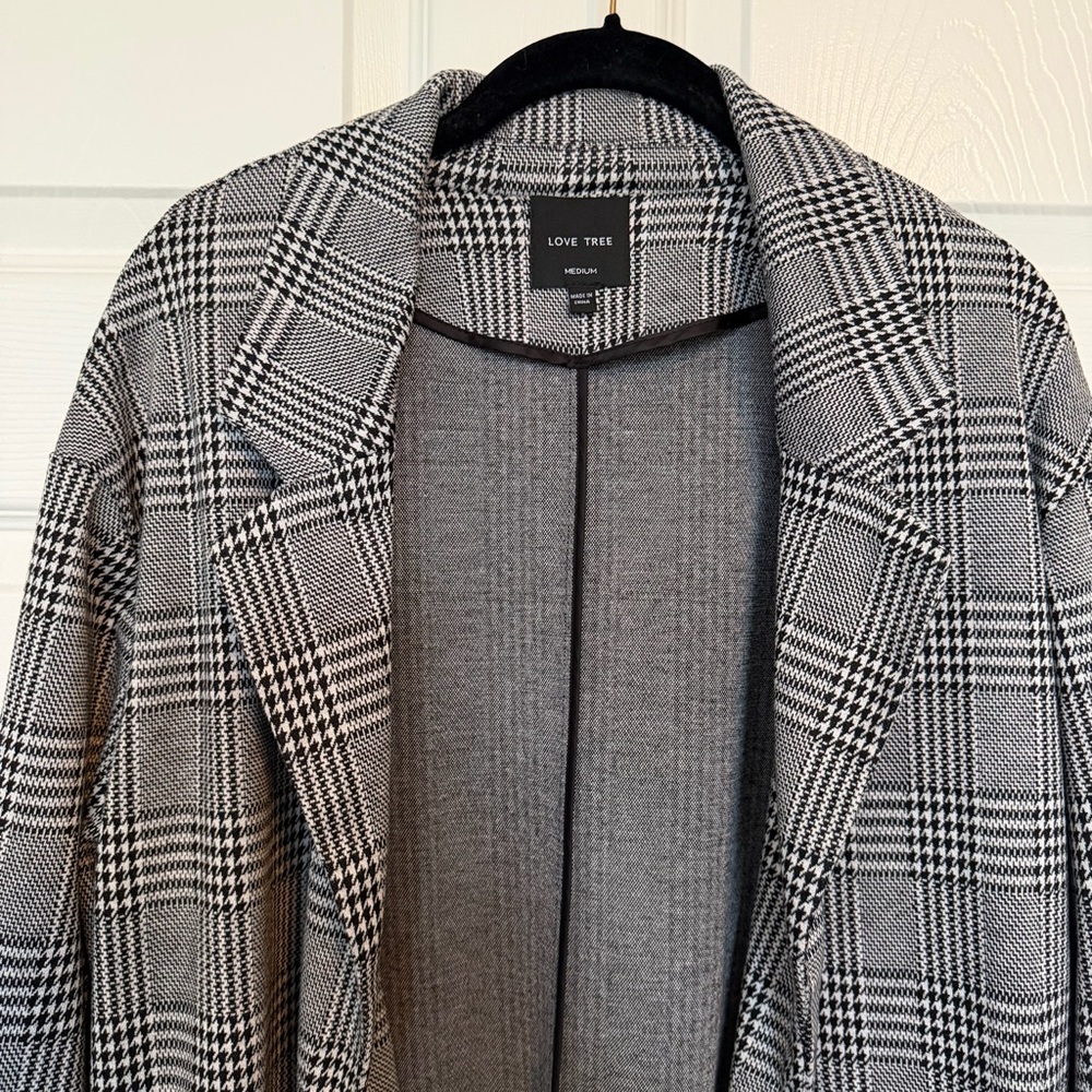 Women's Houndstooth Blazer size Medium Love Tree Open Blazer - Picture 2 of 5
